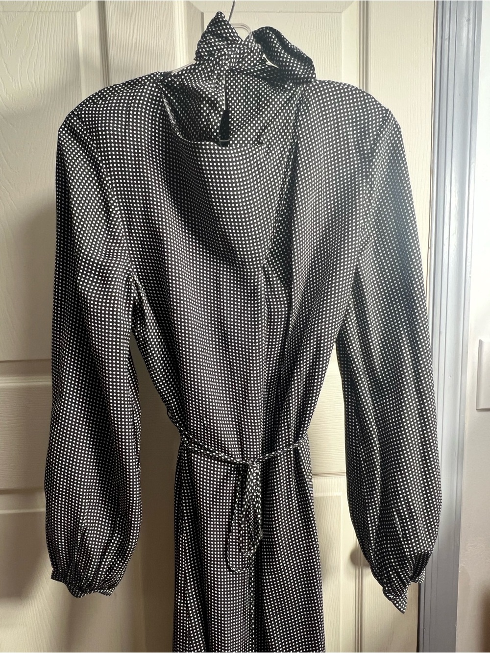 J. Crew Black and White Polka Dot Long Sleeve Midi Dress - Picture 2 of 5